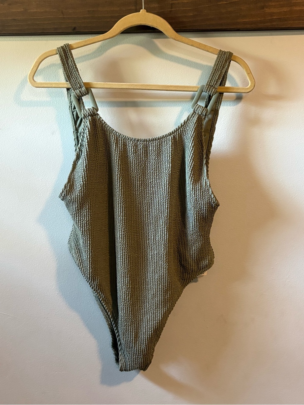 NWT Large Aerie Textured Green One-Piece Swimsuit
